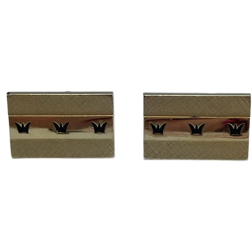 Vintage SWANK gold colored crown cuff links